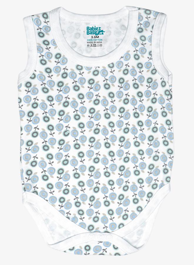 Babies Basic Pack of 3 - Super Combed Cotton Sleeveless Printed Bodysuit - Image 4